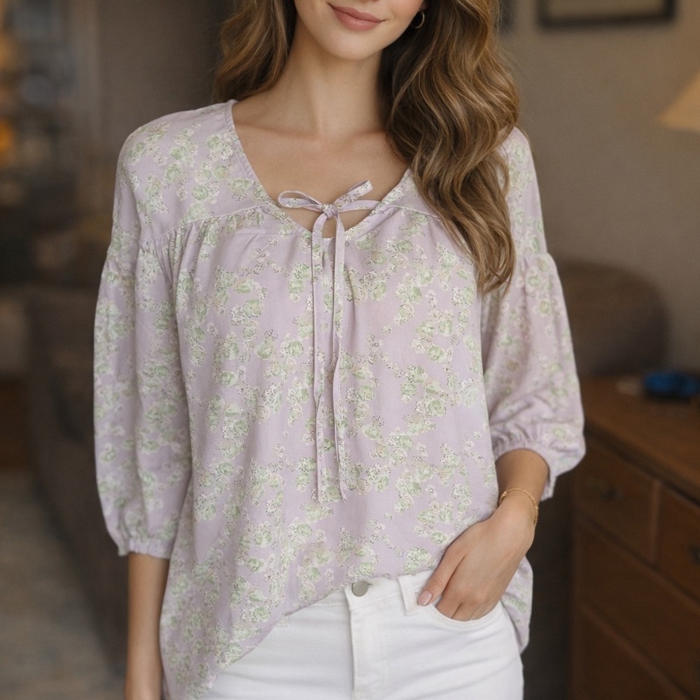 NWOT Elegant Lavender Floral Blouse